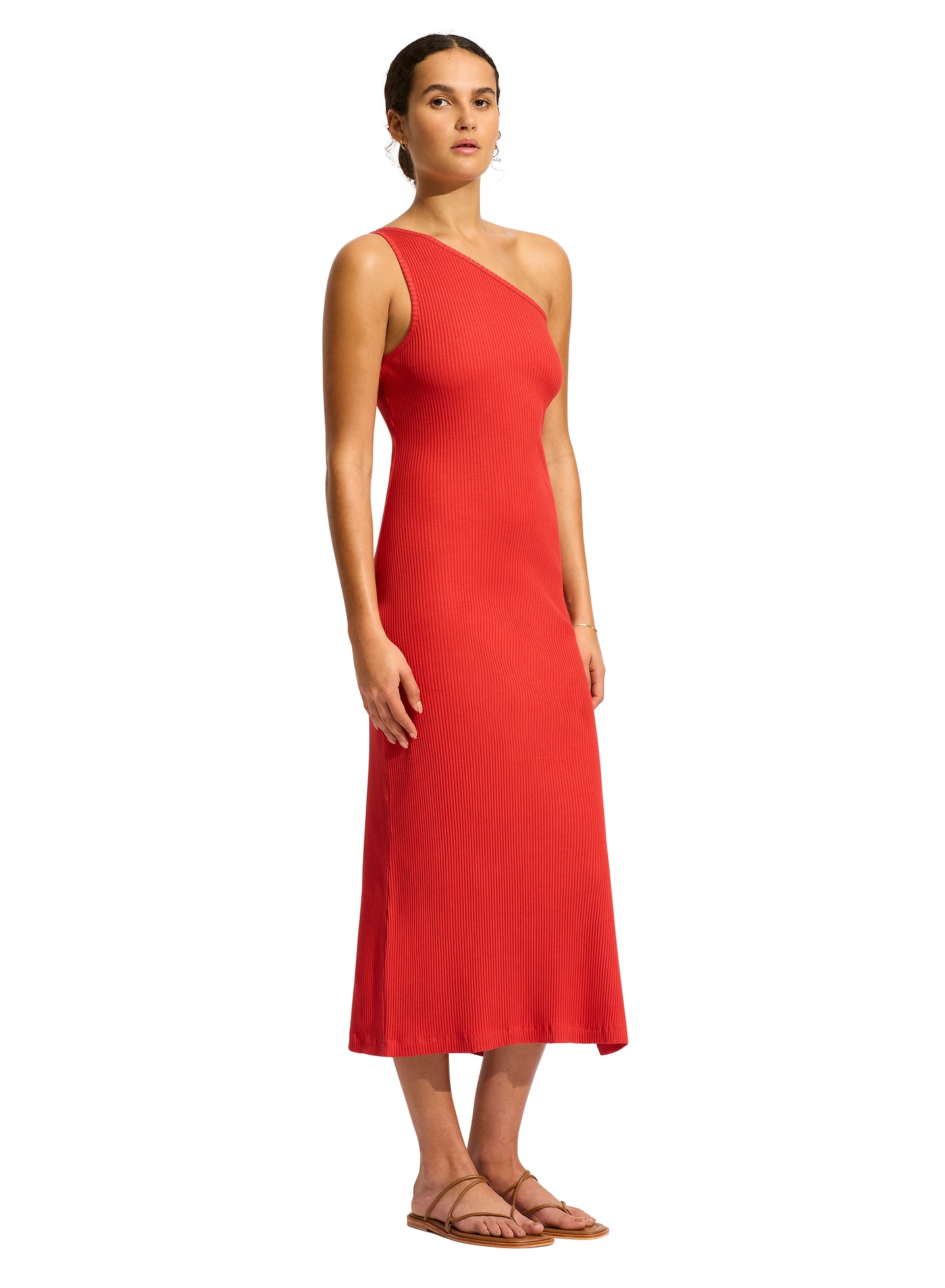 Seafolly One Shoulder Jersey Dress In Flame Beach 2 Bar London Seafolly One Shoulder Jersey Dress In Flame Beach 2 Bar London