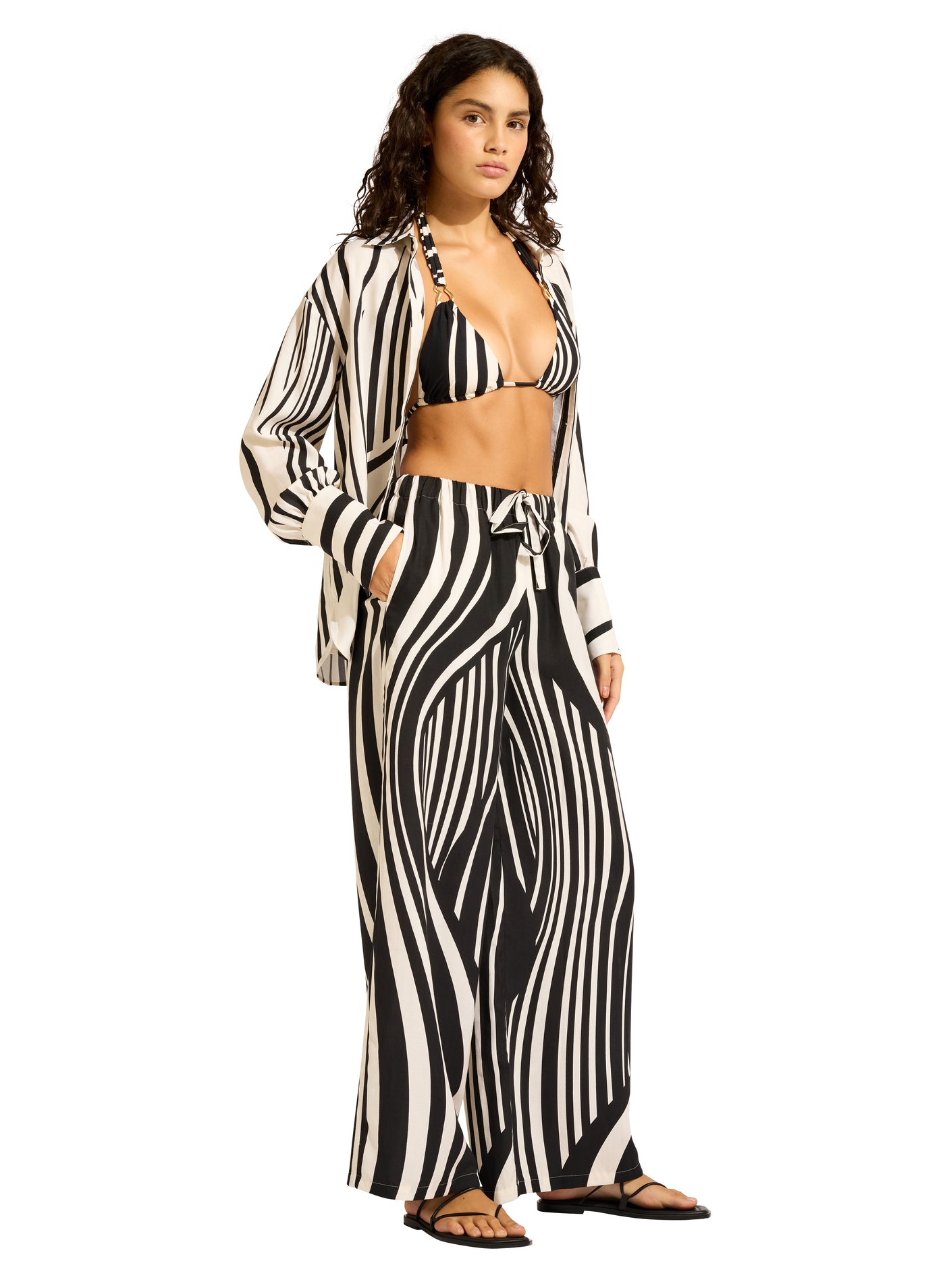 Seafolly coastline Drawcord Wide Leg Trouser