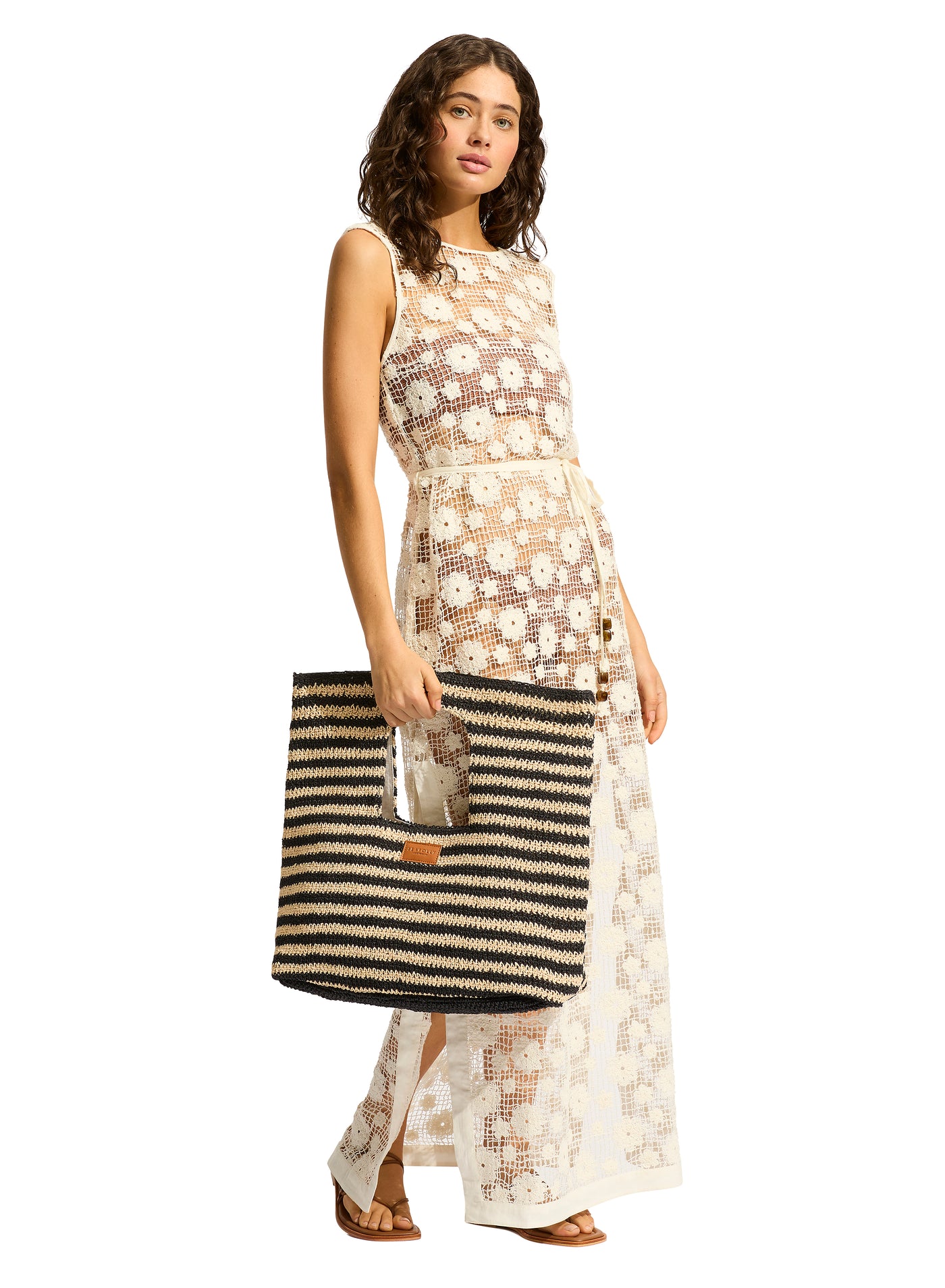 Seafolly Raffia Stripe Basket Bag