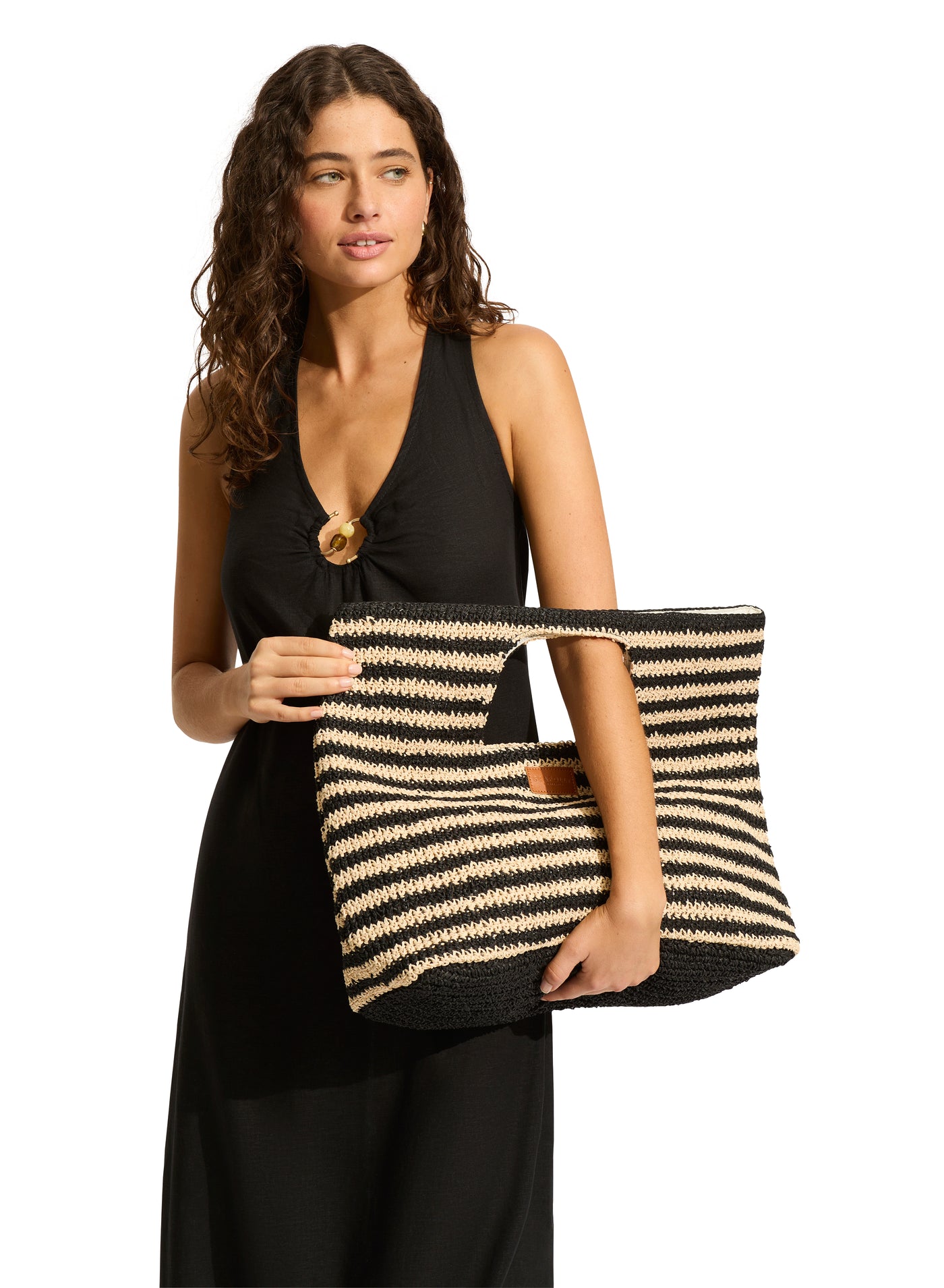 Seafolly Raffia Stripe Basket Bag