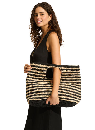 Seafolly Raffia Stripe Basket Bag