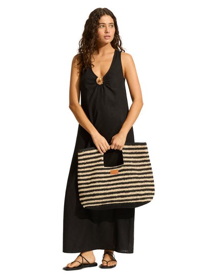 Seafolly Raffia Stripe Basket Bag