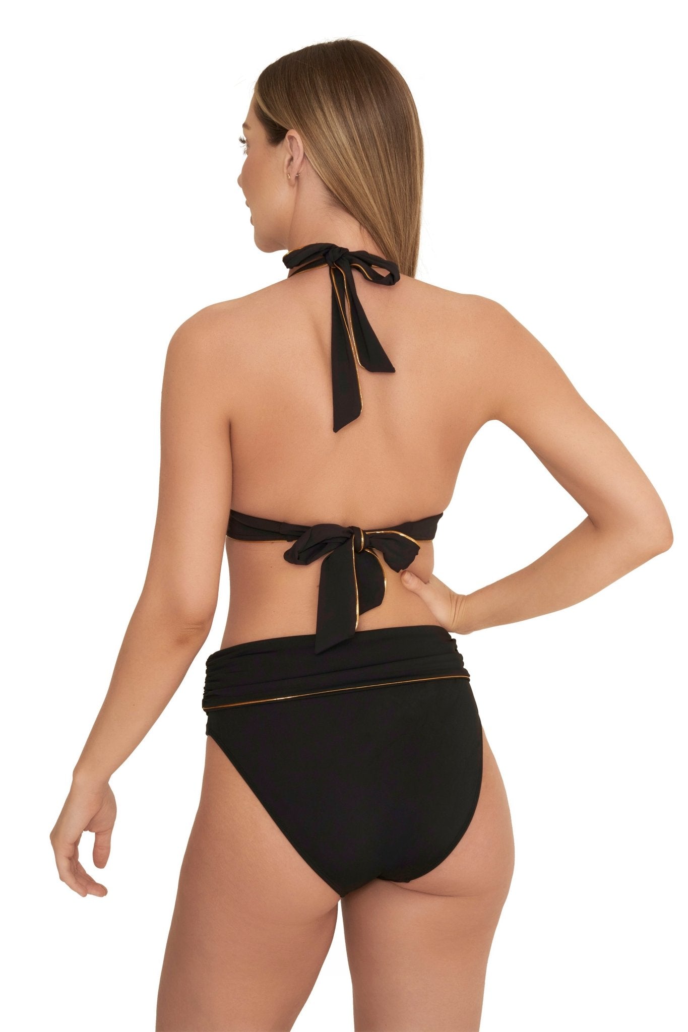 Naia Beach Capri Foldable Bikini Brief In Black/Gold - Beach 2 Bar London