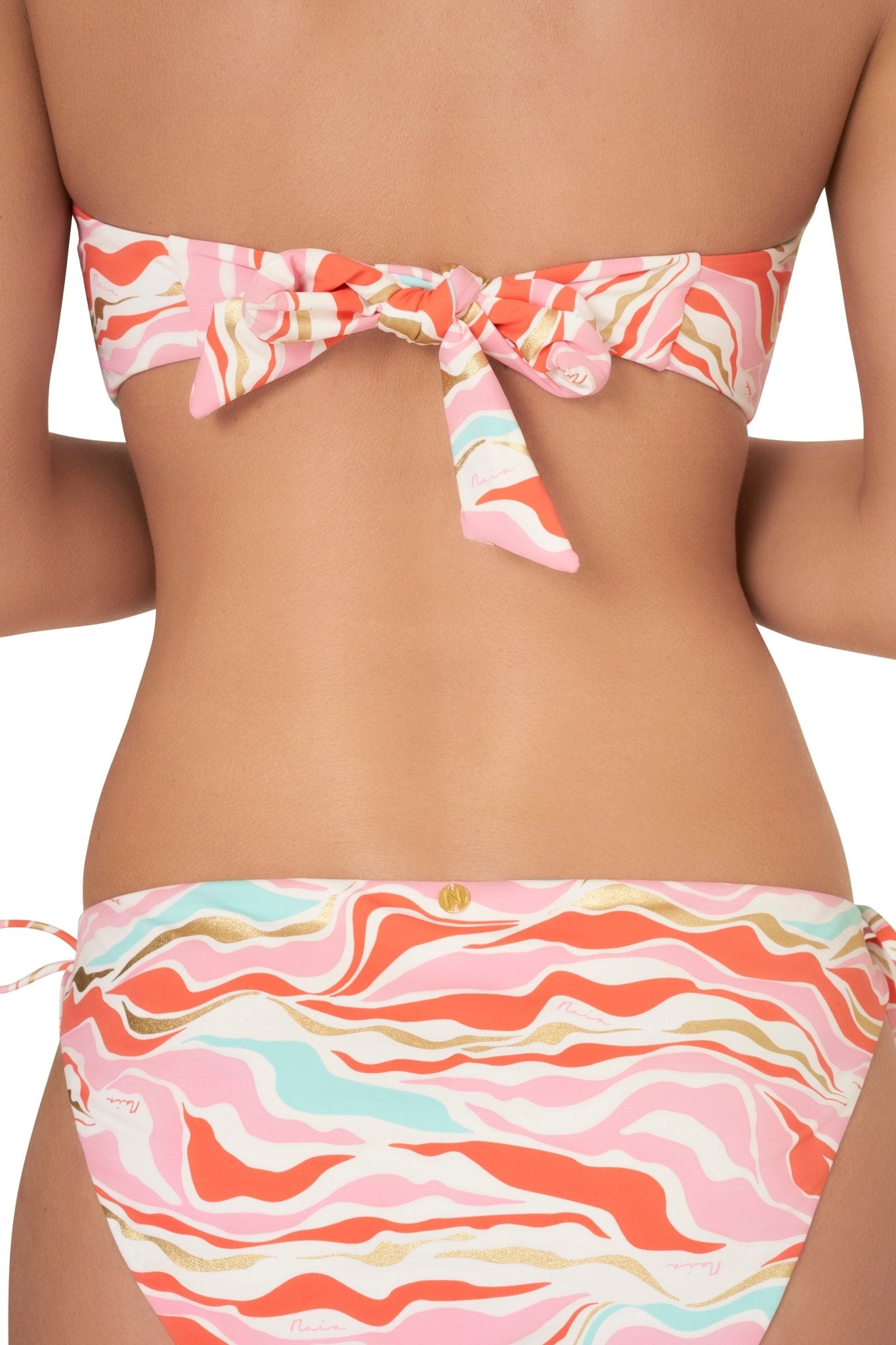 Naia Beach Fiji Double Ring Bandeau Bikini Top In Paradise Print - Beach 2 Bar London