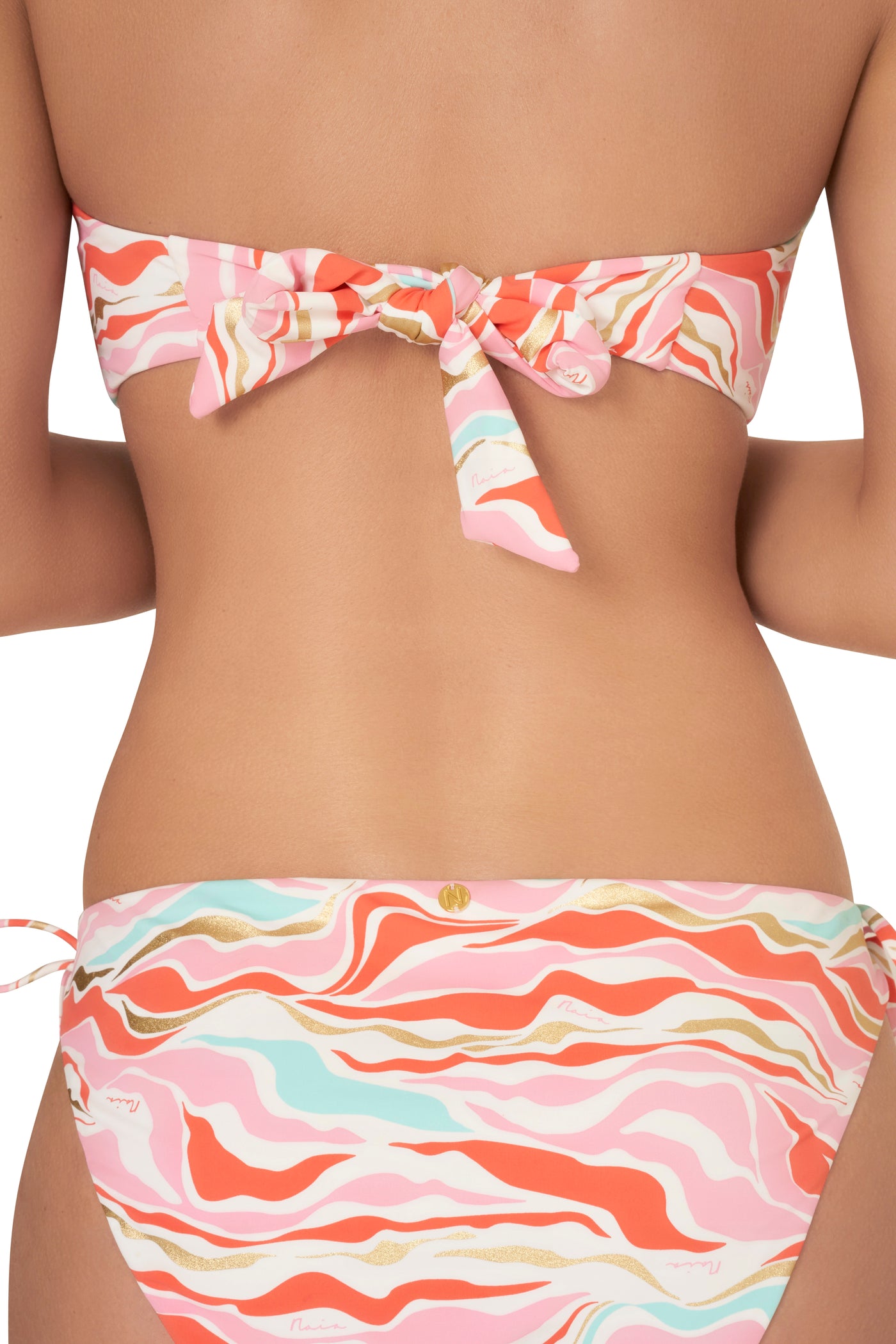 Naia Beach Fiji Double Ring Bandeau Bikini Top In Paradise Print