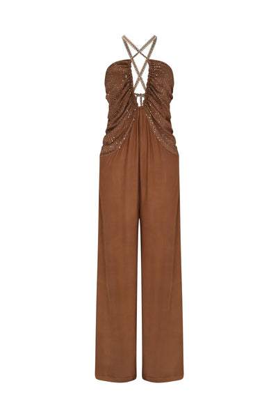 Pitusa Goddess Jumpsuit In Chocolate