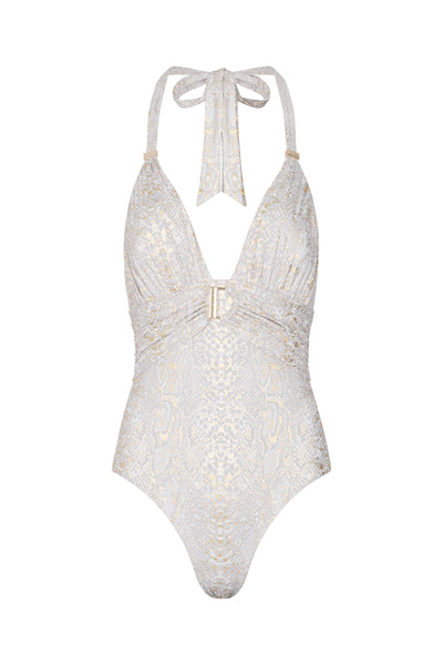 Naia Beach Goldie Swimsuit In Silver Snake