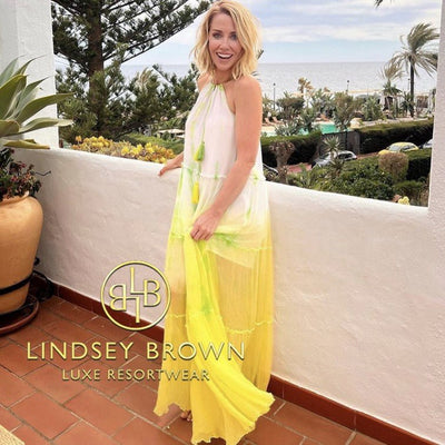 Lindsey Brown Santorini Dress In Yellow/Lime - Beach 2 Bar London