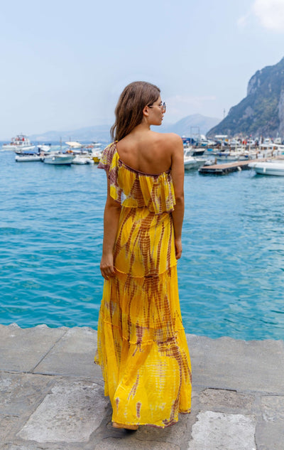 Lindsey Brown Mykonos Maxi Dress In Yellow - Beach 2 Bar London