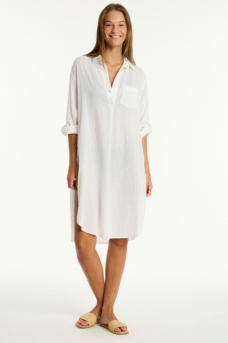 Sea Level Salt Long Cover Up In White