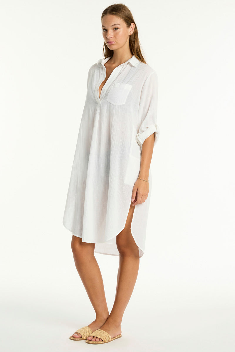 Sea Level Salt Long Cover Up In White