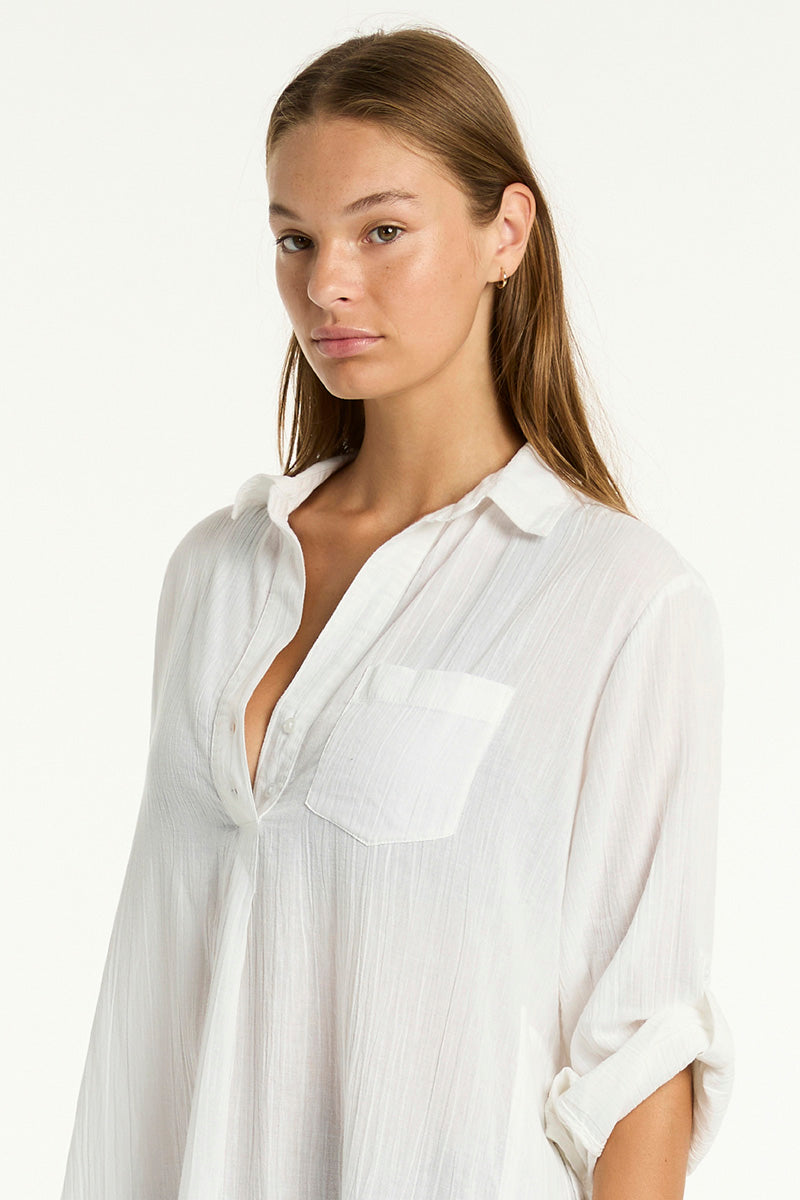 Sea Level Salt Long Cover Up In White
