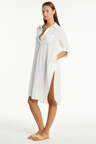 Sea Level Salt Long Cover Up In White