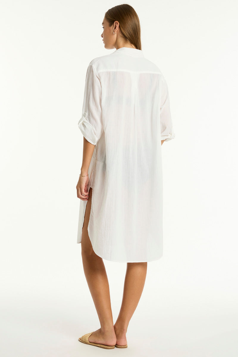 Sea Level Salt Long Cover Up In White