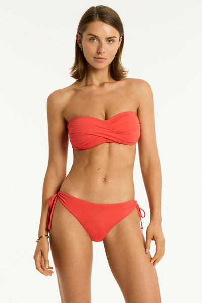 Sea Level Twist Bandeau In Flame - Beach 2 Bar London