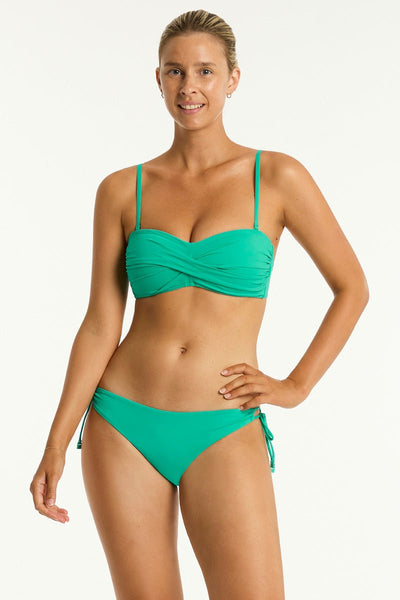 Sea Level Twist Bandeau In Evergreen - Beach 2 Bar London