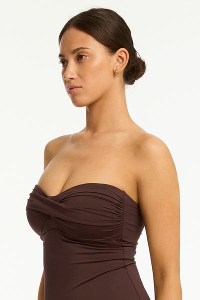 Sea Level Twist Bandeau One Piece In Cocoa