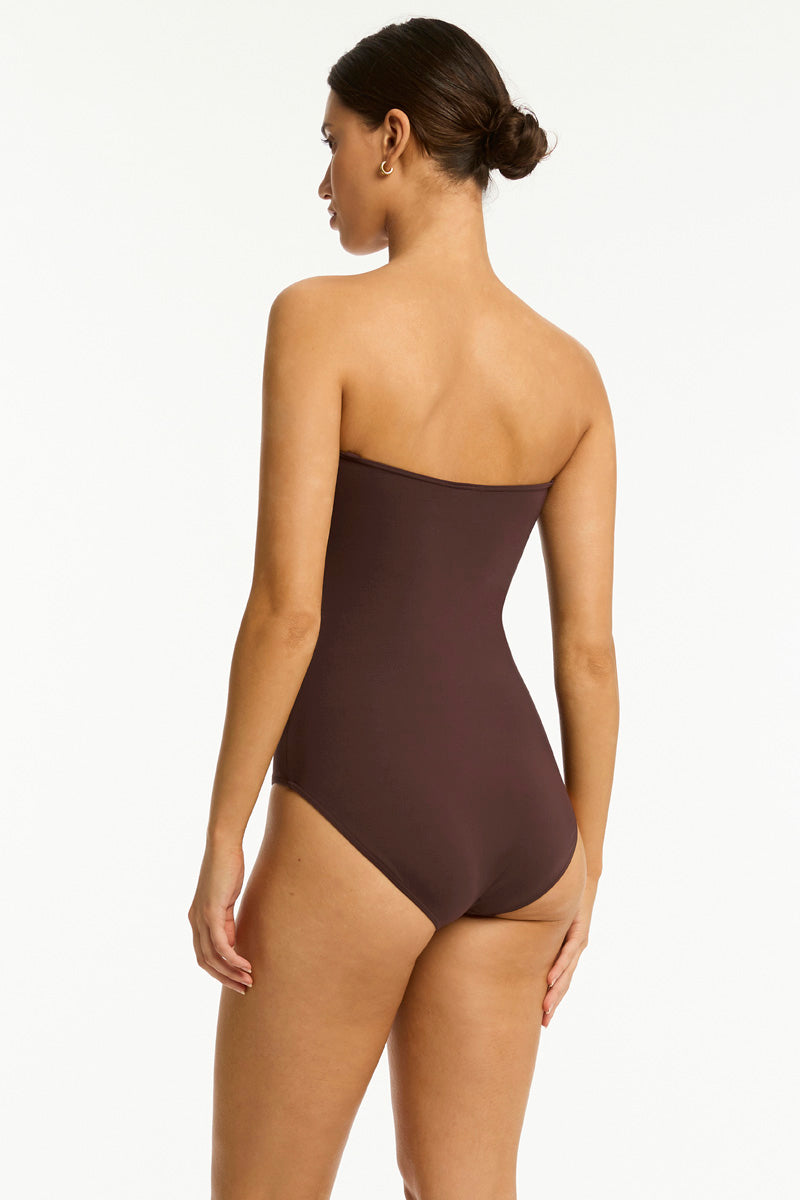 Sea Level Twist Bandeau One Piece In Cocoa