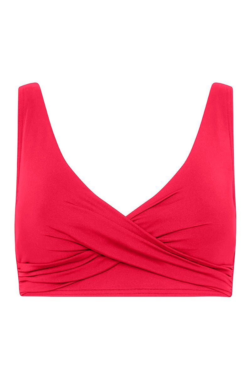 Sea Level Cross Front Multifit Bikini Top In Red - Beach 2 Bar London