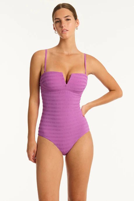 Sea Level Palisades V Bandeau One Piece In Orchid - Beach 2 Bar London