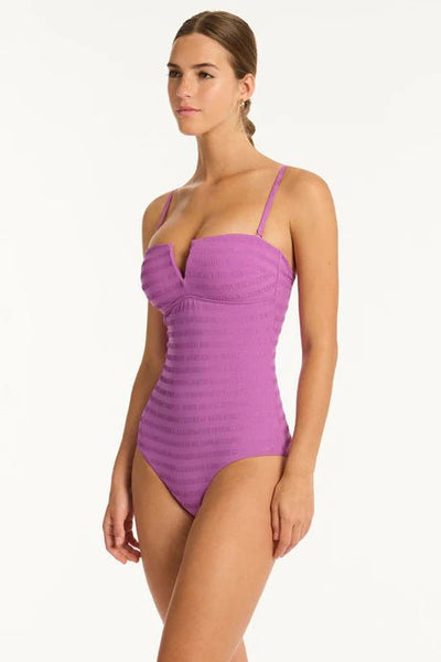 Sea Level Palisades V Bandeau One Piece In Orchid - Beach 2 Bar London