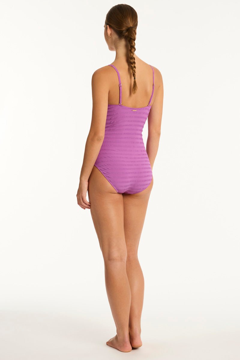 Sea Level Palisades V Bandeau One Piece In Orchid - Beach 2 Bar London