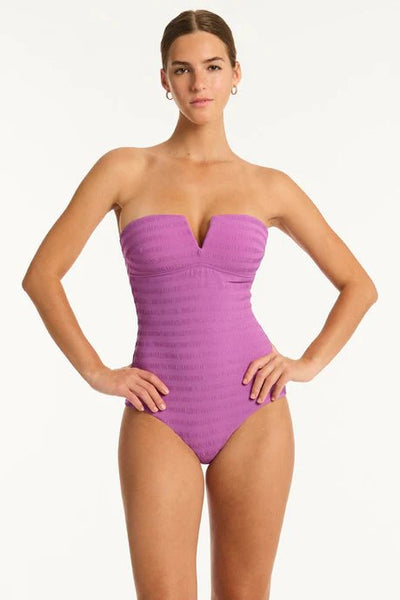 Sea Level Palisades V Bandeau One Piece In Orchid - Beach 2 Bar London