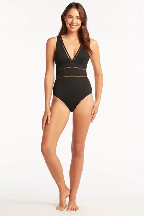 Sea Level Spliced One Piece In Black - Beach 2 Bar London