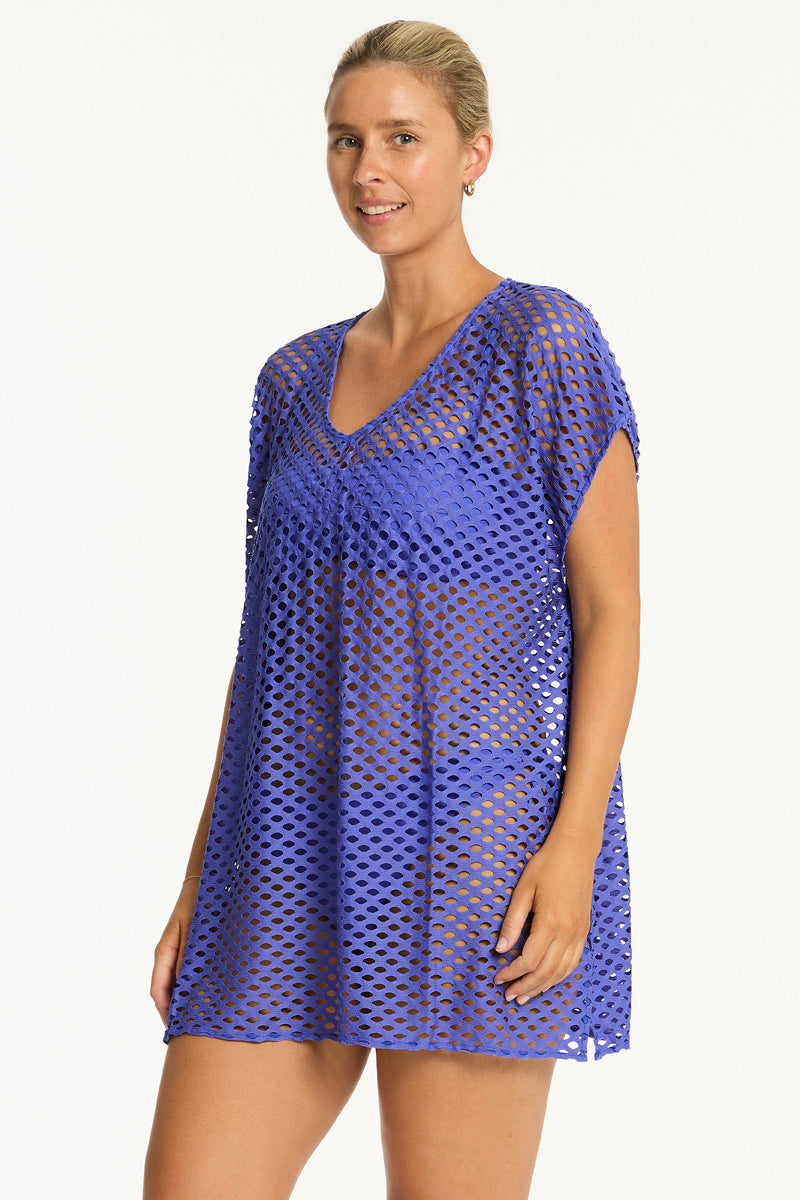 Sea Level Castaway Kaftan In Iris