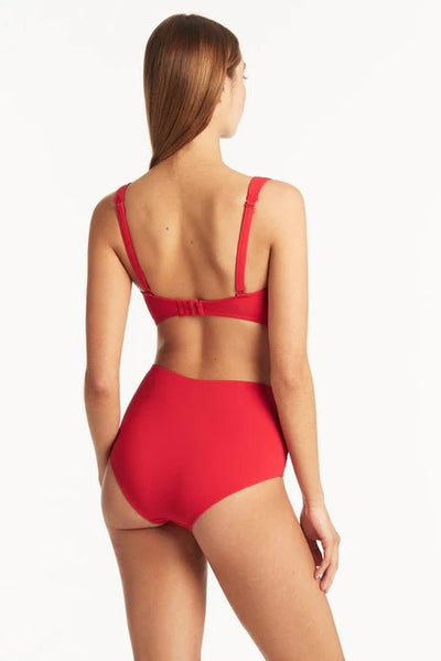 Sea Level Cross Front Multifit Bikini Top In Red - Beach 2 Bar London