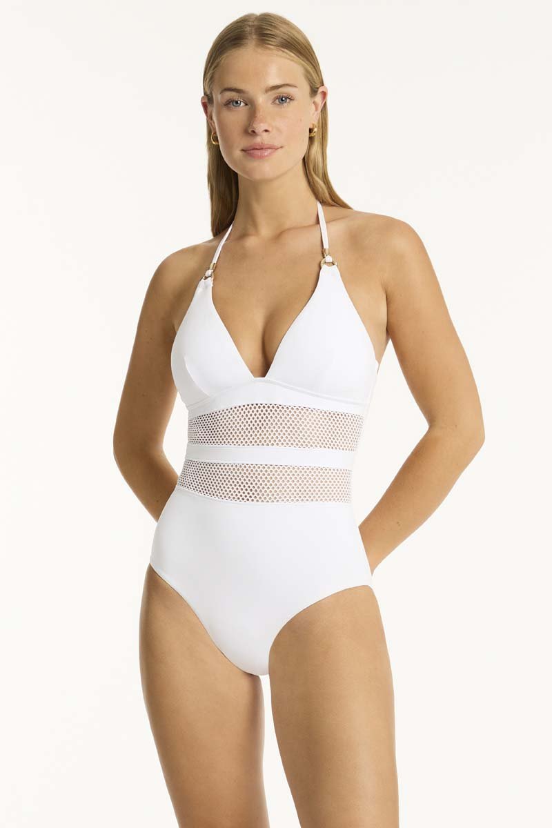 Sea Level Drift Longline Halter One PIece - Beach 2 Bar London