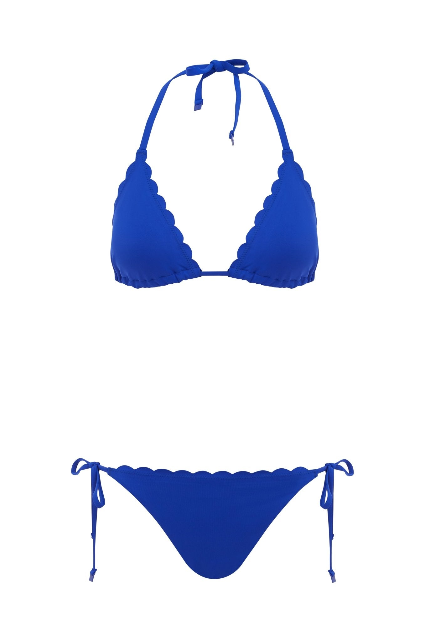 Sea Level Scalloped Halter Tri Top In Cobalt - Beach 2 Bar London