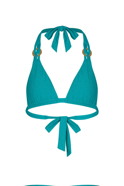 Naia Beach Ursula Triangle Bikini Top In Emerald Ocean Sparkle