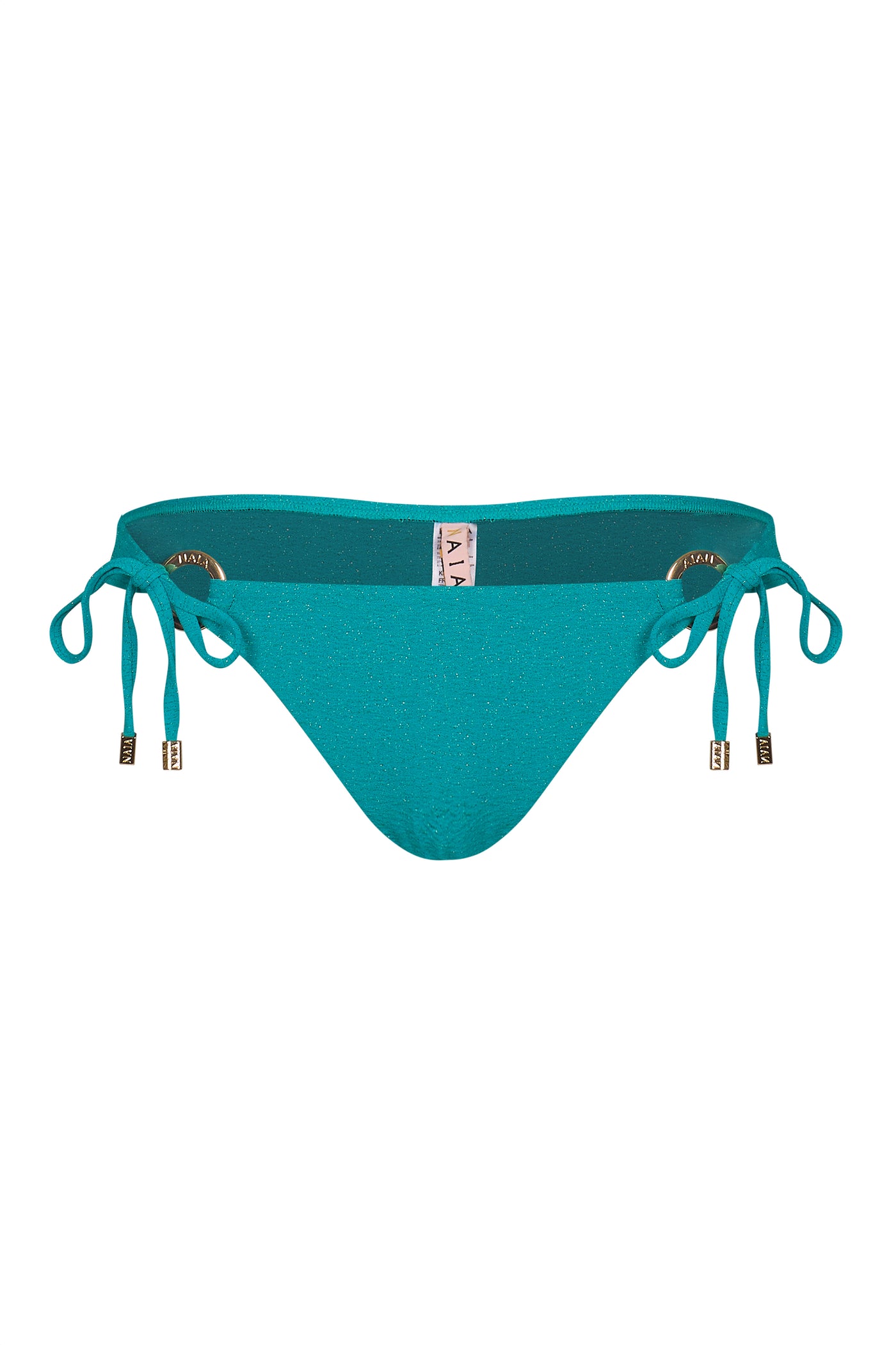 Naia Beach Ursula Tie side Bikini Brief In Emerald Ocean Sparkle