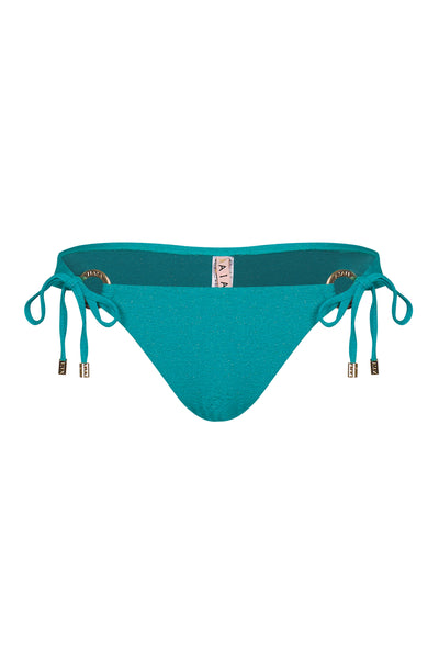 Naia Beach Ursula Tie side Bikini Brief In Emerald Ocean Sparkle