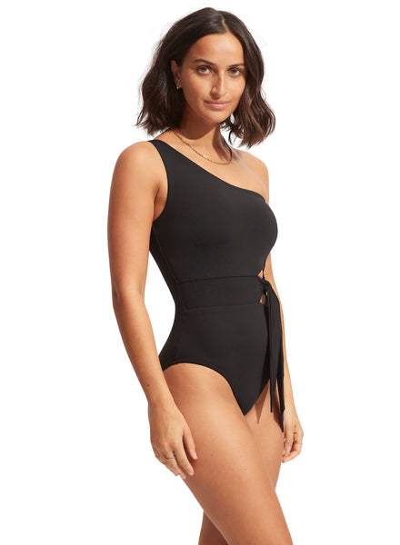 Seafolly Collective Tie Waist One Piece In Black