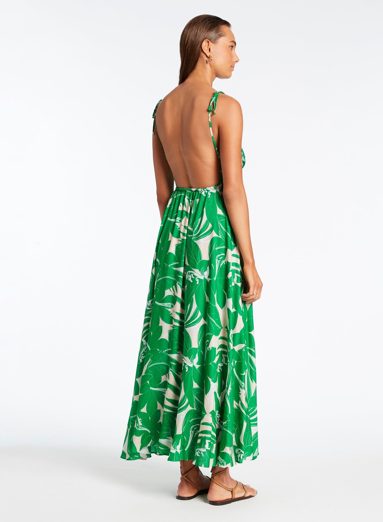 Jets Floreale Backless Maxi Dress In Green FINAL SALE